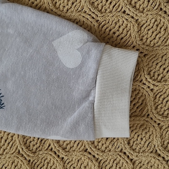 Old Navy Grey & White Heart Print Hooded Fleece Tunic Dress - Size L (10-12) - Picture 4 of 6